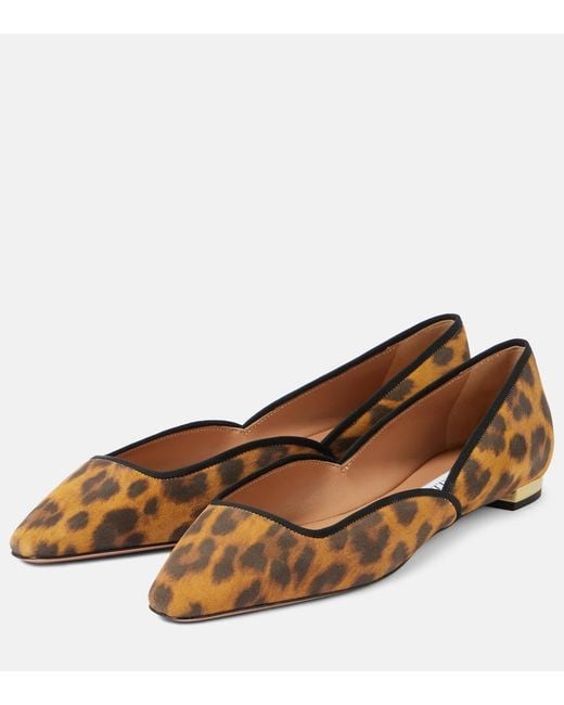 Aquazzura Brown Maia Flay Leather Ballet Flats