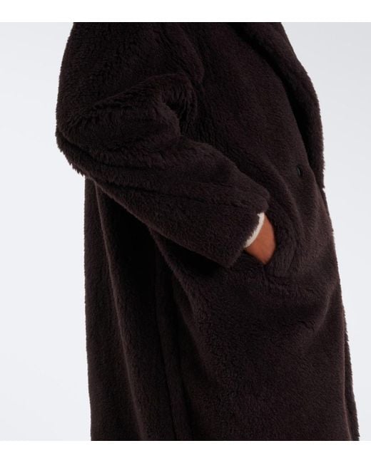 Max Mara Black Alpaca, Wool, And Silk Teddy Coat