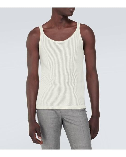Tom Ford White Pointelle Silk Tank Top for men