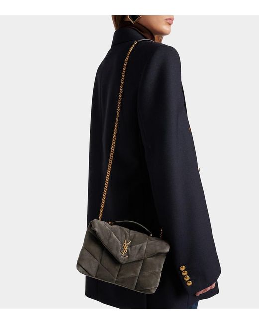 Saint Laurent White Puffer Toy Suede Shoulder Bag