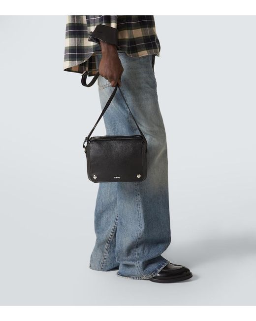 Loewe Black Pebble Medium Leather Shoulder Bag for men