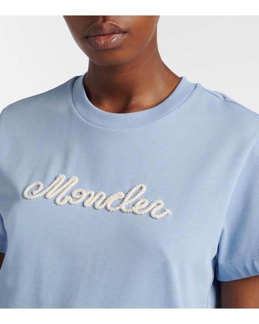 Moncler Blue Logo Cotton Jersey T-Shirt