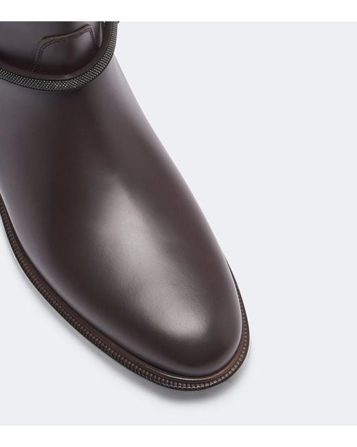 Brunello Cucinelli Black Monili Leather Knee-High Boots