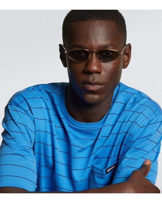 Miu Miu Metallic Logo Oval Sunglasses for men