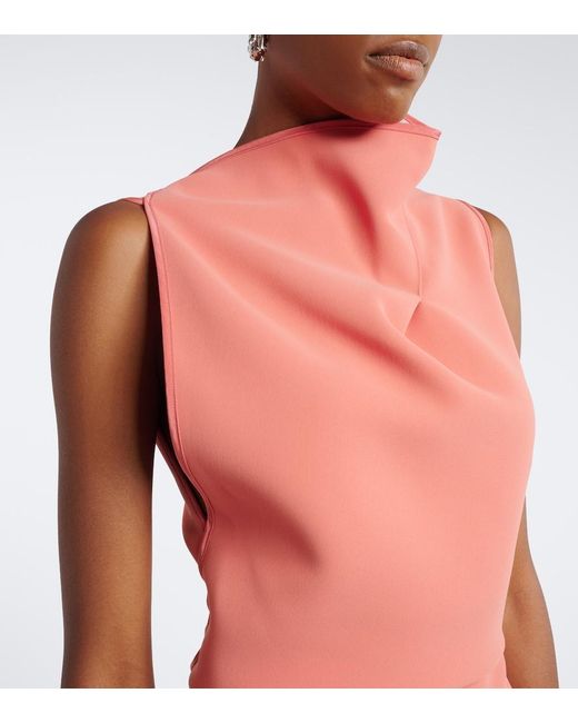 Maticevski Pink Lash Draped Asymmetric Midi Dress