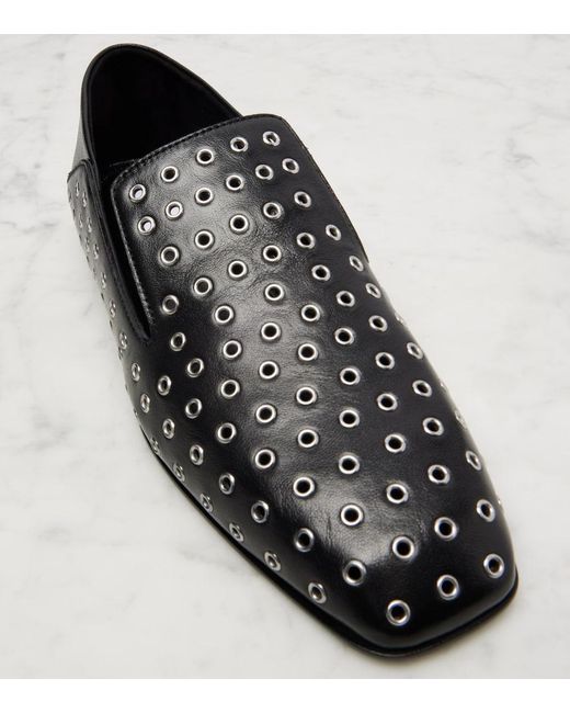 Jimmy Choo Gray Eliot Embellished Leather Slip-On Shoes