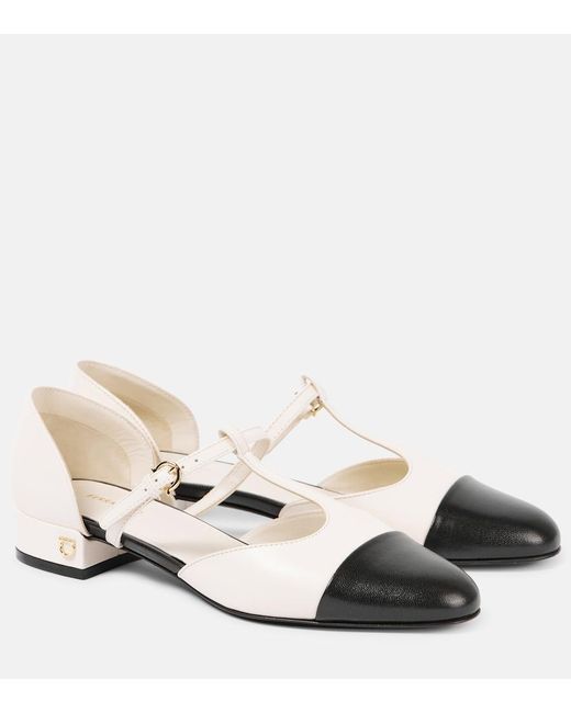 Ferragamo White Mary-Jane-Ballerinas Linette Aus Leder