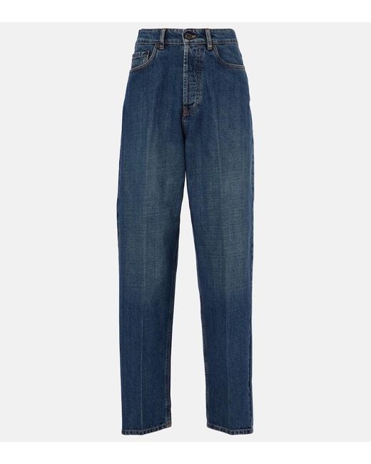 Jeans Boyfriend A Vita Alta di Miu Miu in Blue