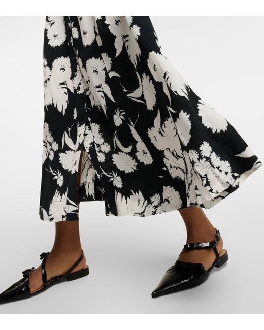 Ganni Black Floral Crepe Maxi Skirt
