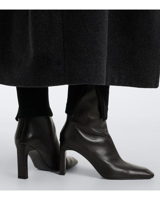 Totême Black Leather Ankle Boots