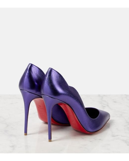 Christian Louboutin Purple Pumps Hot Chick 100 Aus Metallic-Leder