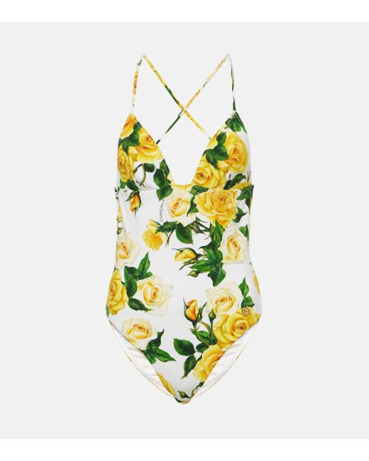 Dolce & Gabbana Yellow Floral Swimsuit
