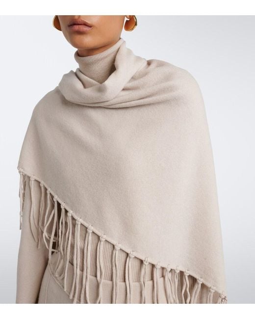 Jardin Des Orangers White Fringed Wool And Cashmere Shawl