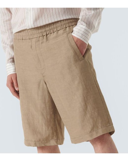 Giorgio Armani Natural Viscose And Linen Canvas Bermuda Shorts for men
