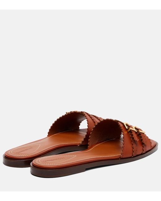 Zimmermann Brown Goldie Leather Slides