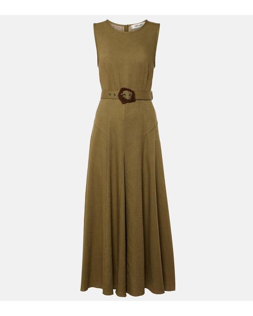 Diane von Furstenberg Green Elliot Belted Maxi Dress