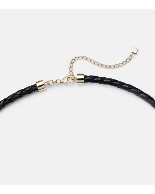 Mateo Metallic Water Droplet 14Kt And Leather Necklace