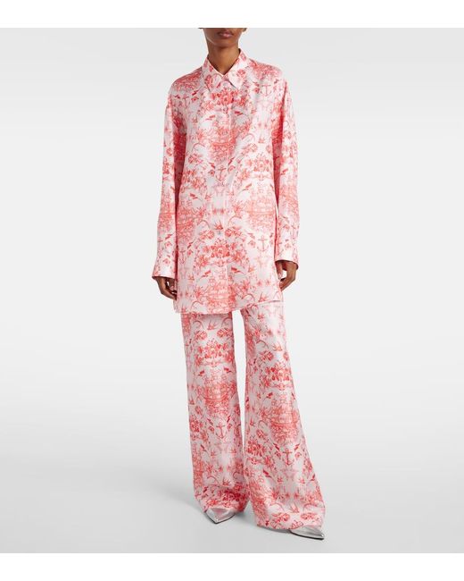 Camisa De Seda Estampada Alexander McQueen de color Pink