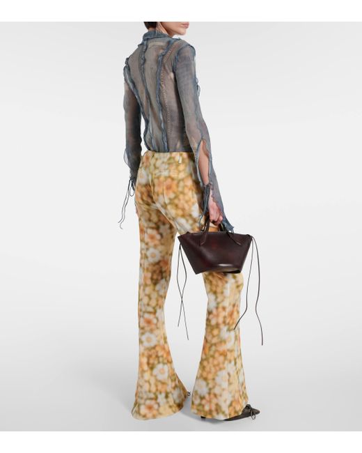 Acne Yellow Pippen Floral Flared Pants