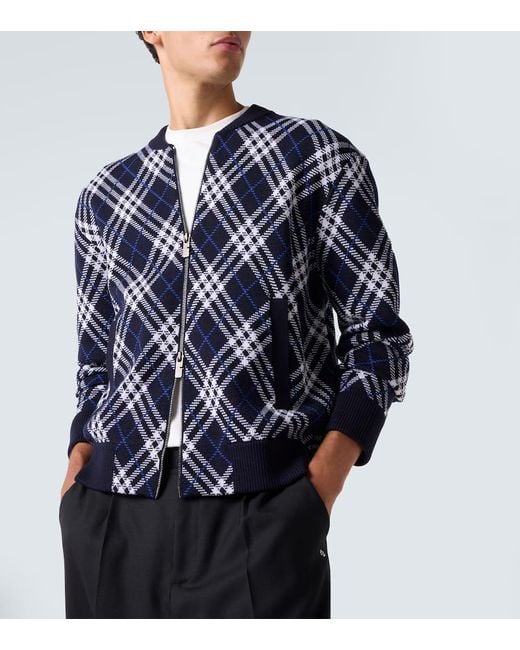 Burberry Blouson Check Aus Einem Wollgemisch in Blue für Herren