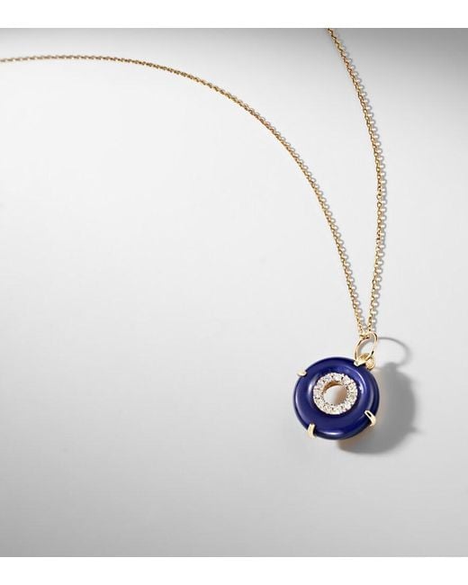 Mateo White 14Kt Pendant Necklace With Lapis Lazuli And Diamonds