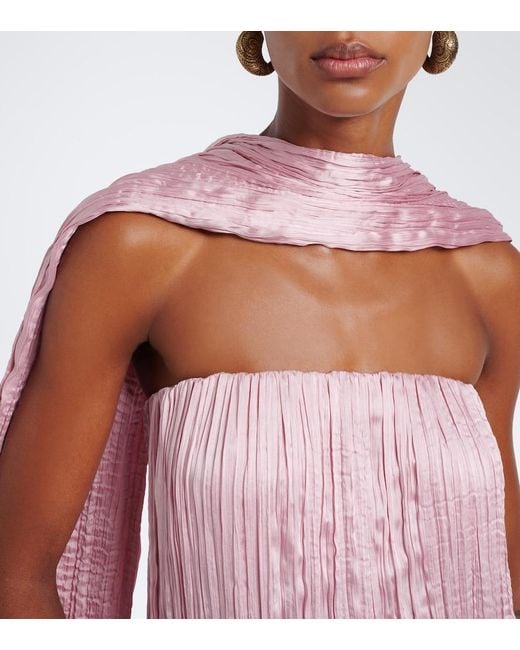 Posse Pink Esme Scarf-Detail Satin Maxi Dress