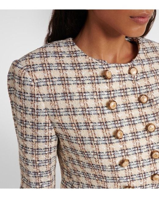 Veronica Beard White Bentley Checked Tweed Jacket