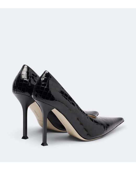 Christen Black Helix Snake-Effect Leather Pumps