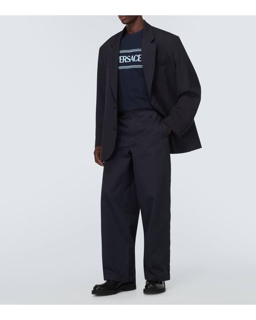 Versace Besticktes T-Shirt aus Baumwoll-Jersey in Blue für Herren