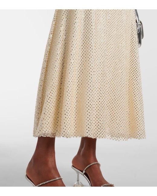 Self-Portrait Natural Maxikleid Aus Mesh Mit Kristallen
