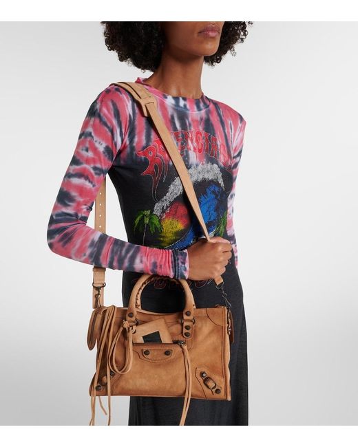 Balenciaga Brown Le City Small Suede Top-Handle Bag