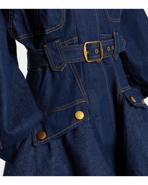 Zimmermann Blue Luna Belted Denim Minidress