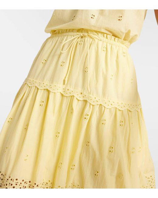 Ulla Johnson Yellow Lucia Cotton Voile Maxi Skirt