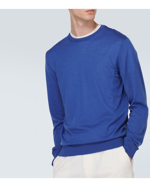 Zegna Blue Wool Sweater for men