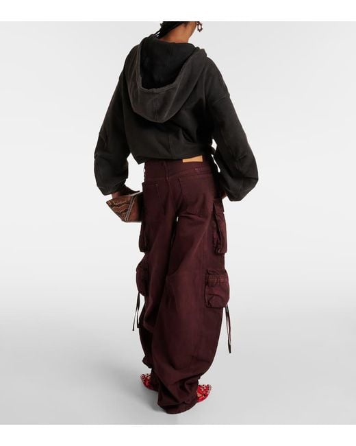 The Attico Red Fern Faded Cargo Barrel-Leg Jeans