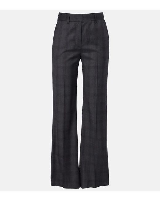 Blazé Milano Blue Lundy Checked Virgin Wool Flared Pants