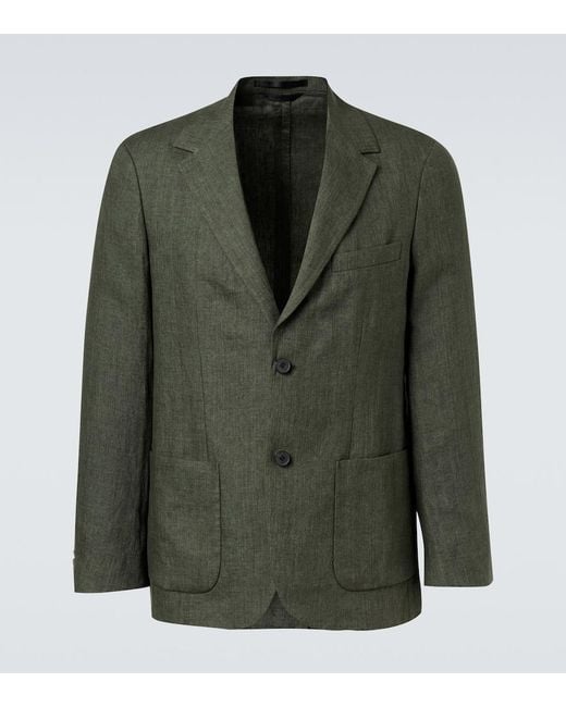 Sunspel Green Linen Blazer for men