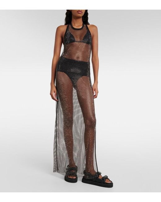 Jonathan Simkhai Gray Inaya Embellished Mesh Midi Dress