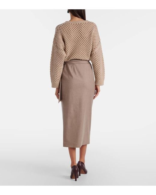 Falda Envolvente Bingo En Mezcla De Cachemir Max Mara de color Brown