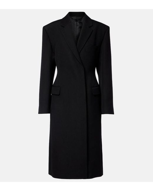 Acne Black Double-Breasted Peplum Wool Coat