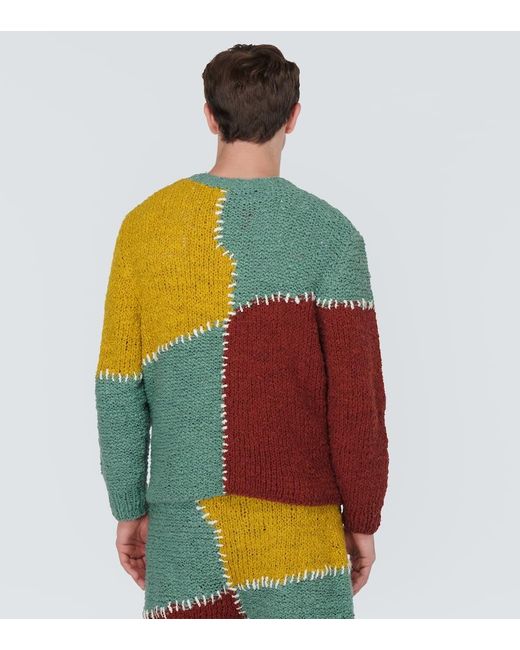 The Elder Statesman Yellow Patchwork Cotton Sweater for men