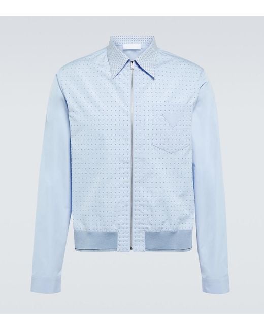 Prada Blue Studded Cotton Blouson Jacket for men
