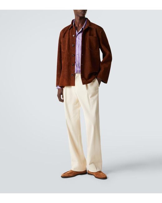John Lobb Brown Pace Suede Loafers for men