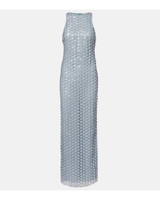 The New Arrivals Ilkyaz Ozel Blue Bixi Embellished Gown