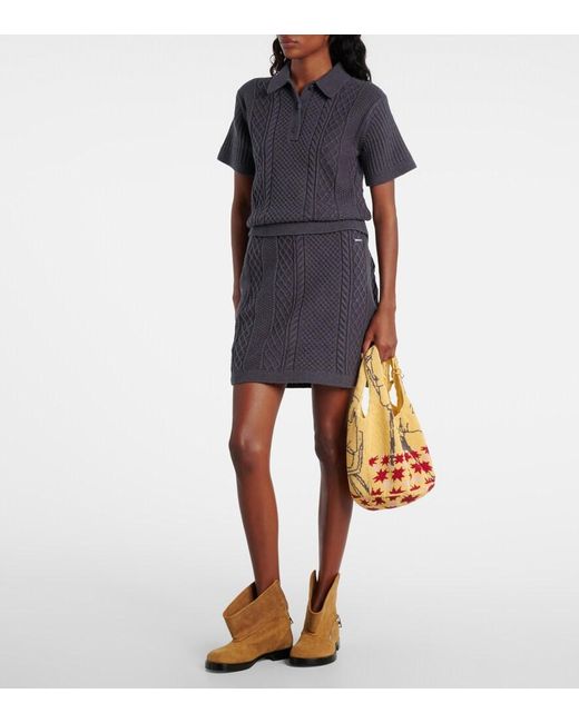 J.W. Anderson Blue Cable-Knit Wool And Cotton-Blend Miniskirt