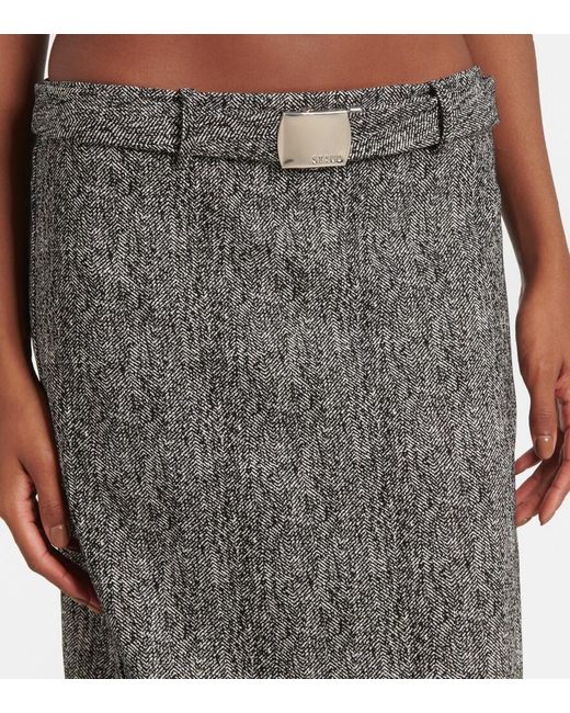 Staud Gray Murray Herringbone Maxi Skirt