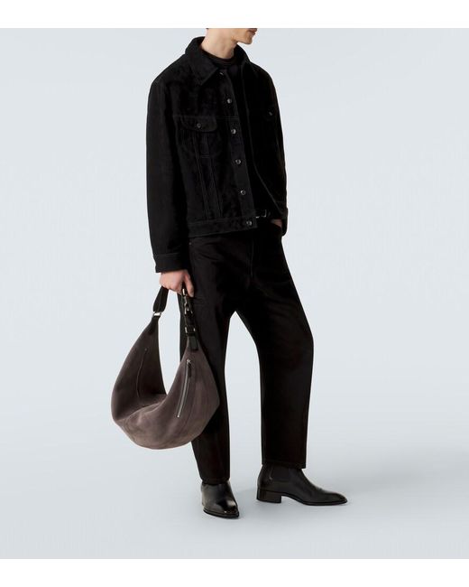 Lemaire Metallic Belted Suede Shoulder Bag for men