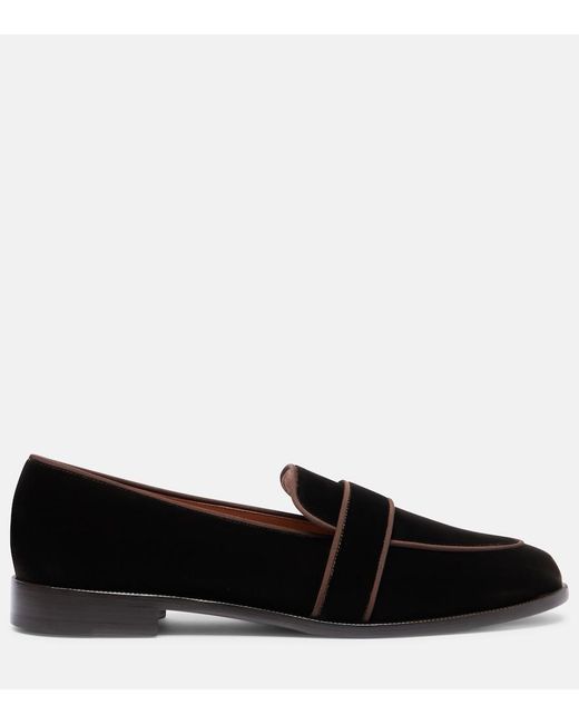 Aquazzura Black Martin Velvet Loafers