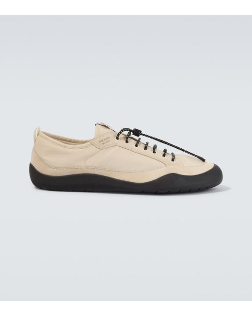 Prada Natural Speedrock Re-Nylon And Suede Sneakers for men