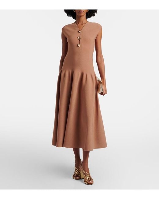 Roland Mouret Brown Embellished Midi Dress